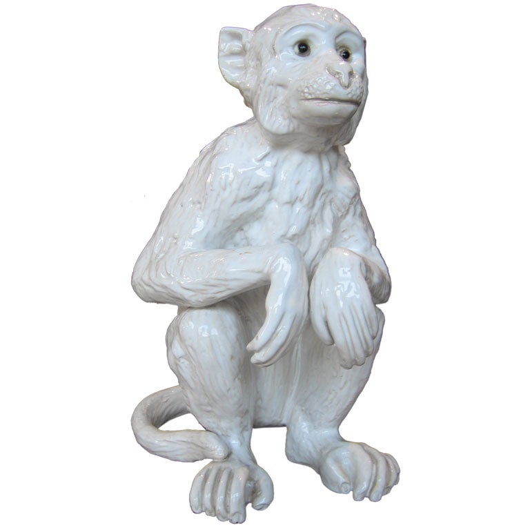 Large French Ceramic Monkey