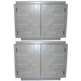 Pair of White Cubist Cabinets