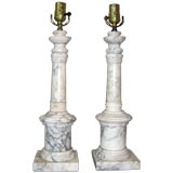 Pair of Marble Column Lamps Pair of Marble Column Lamps