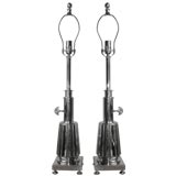 Pair of Nickeled Stiffel Lamps Pair of Nickeled Stiffel Lamps