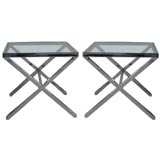 Pair of X Base Nickle Side Tables