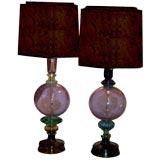 Extraordinary and one of a kind pair of Venetian Seguso  lamps
