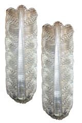 1940
s uncommon, elongated Venetian clear glass sconces