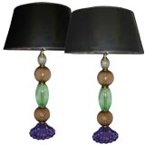 Exceptional Pair of 60's Seguso table lamps