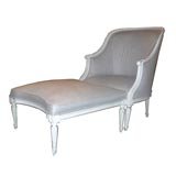 White Louis XVI Style Duchesse armchair and foot stool