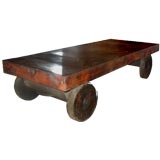 Antique Large industrial cart/coffee table