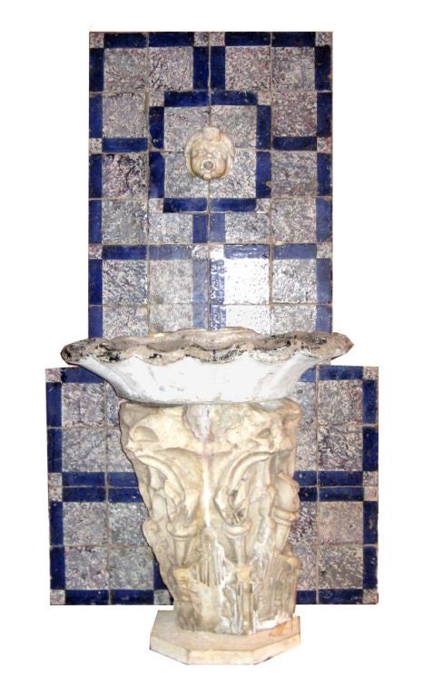 Impressive  Italian fountain with Roman capital