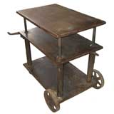 Vintage Adjustable height industrial cart/side table