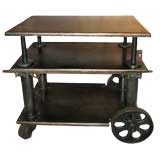 Vintage Large adjustable height industrial cart
