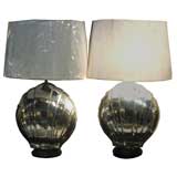 Pair of shell shaped mercury glass lamps