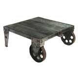 Antique Metallic patina industial cart / coffee table