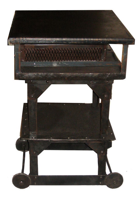 Antique industrial stand on wheels
