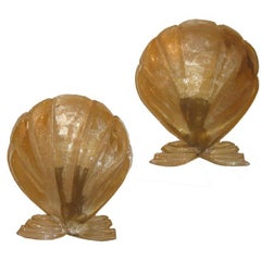 Seguso's, shell shaped Venetian sconces