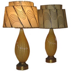 Pair of well proportioned Venetian glass side table lamps
