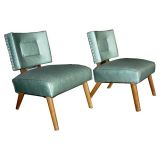 1930's lounge chairs with antique beautiful vinyl covering