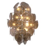 Glass discs chandelier by Mazzega