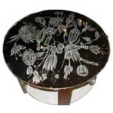 Venetian side table with floral engraved mirror top