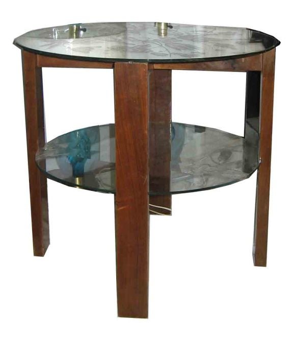 Venetian side table with floral engraved mirror top