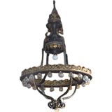 An American 19th C Iron and Bronze Chandelier