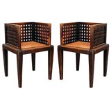 Antique A Pair of Oak Parlour Chairs by Francis Jourdain