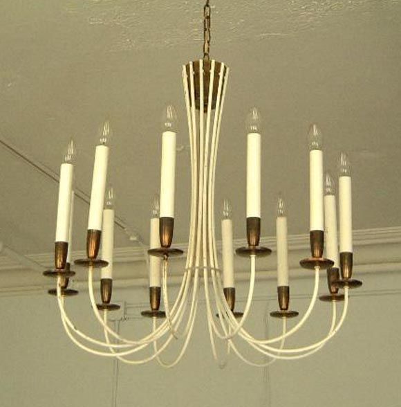 An 1950's  Enameled Brass Chandelier