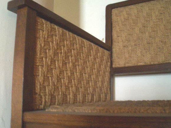 An Oak Bench with Rush Seat & Back