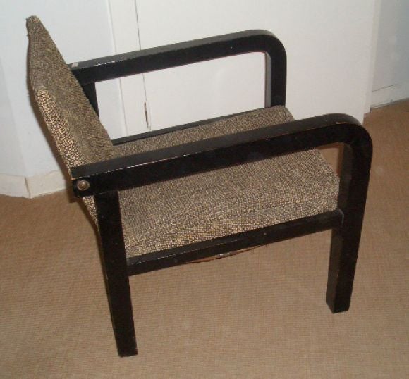 A Djo-Bourgeois Black Lacquered Wood Armchair