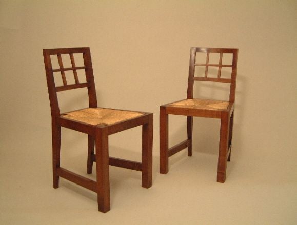 Set of 12 Jourdain Chairs with Rush Seat
