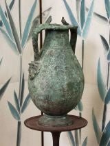 20th Century Roman  style Urn with natural green patina