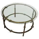 One Round  French Hand-Forged Gilded Wrought Iron Coffee Table