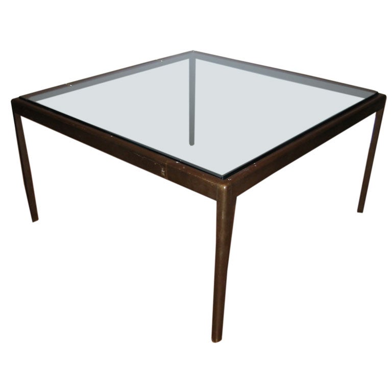 Glass Top with Bronze Base Coffee Table at 1stDibs