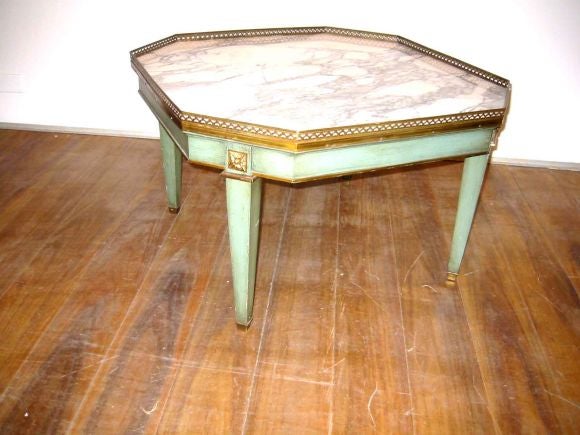 Painted and  Bronze Mounted Marble Top Coffe Table