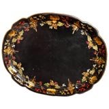 Large French Napoleon III Period Black Tole Tray
