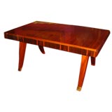 French Modernist Mahogany and Zebra Wood Dining Table