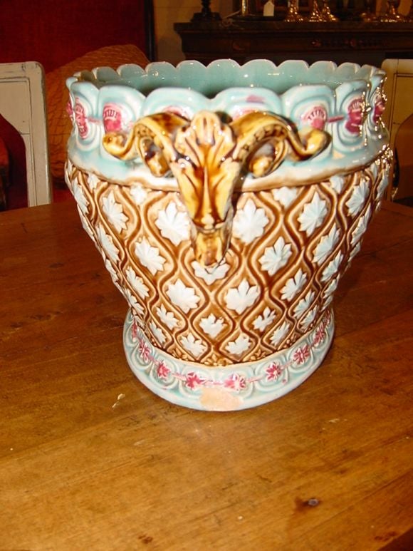Large French Barbotine Jardiniere
