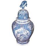 18th Century Delft Lidded Vase