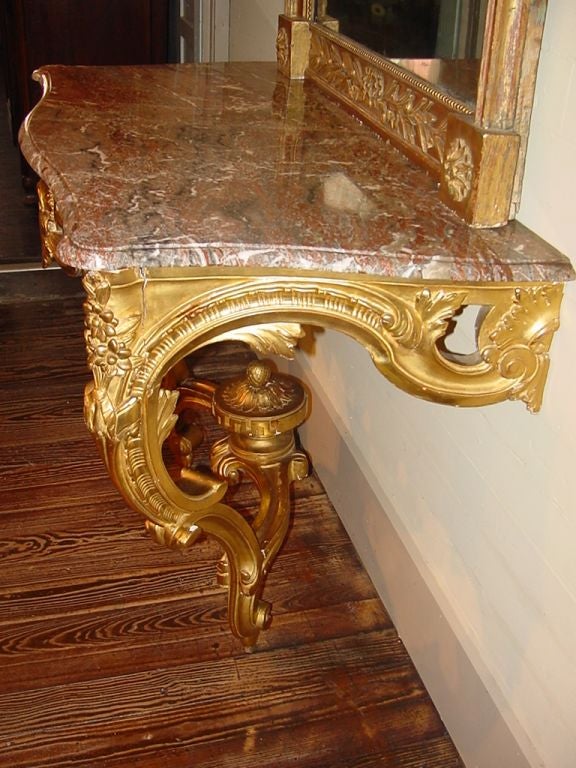 French Louis XVI period gilded console with 