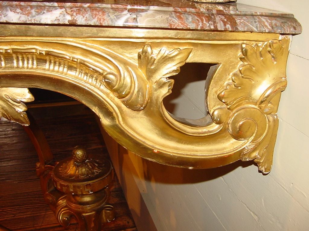 Beveled Louis XVI Period Gilt Console For Sale