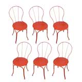 Set of Six Napoleon III Iron Garden Chairs
