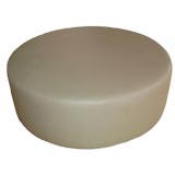 Round Leather Ottoman with Casters