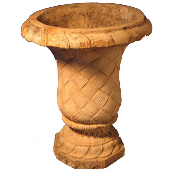 Terracotta Basketweave Garden Ornament For Sale at 1stDibs