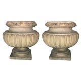 Vintage Pair of Neoclassical Style Stone Urns