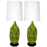 Pair Mottled Porcelain Lamps