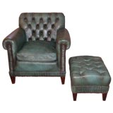 Leather Armchair & Ottoman