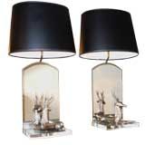 PAIR of Stag Lamps