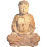 Carved and Painted 19th Century Buddha