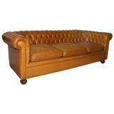 French Leather  Capitone Sofa