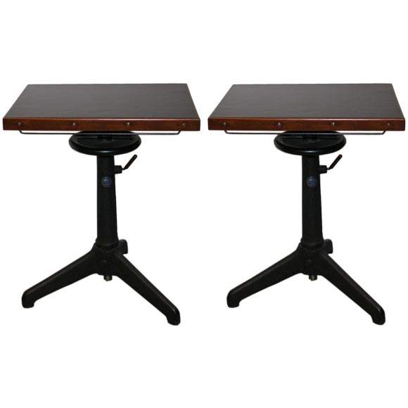 Pair of 20's Industrial Rotating End Tables