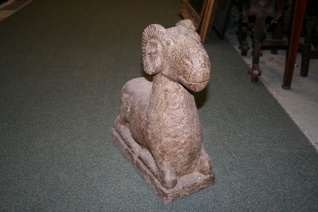 Pair of Hand Carved Stone Rams