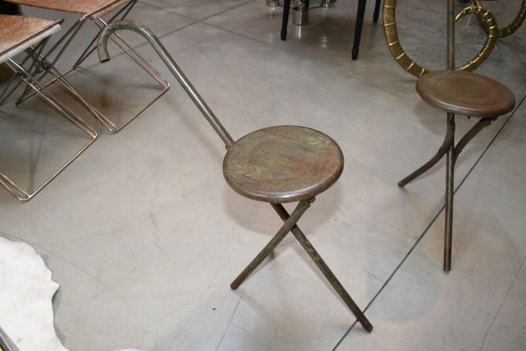 Pair of folding polo (umbrella handle) stools